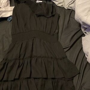 Elegant Black Ruffled Dress
